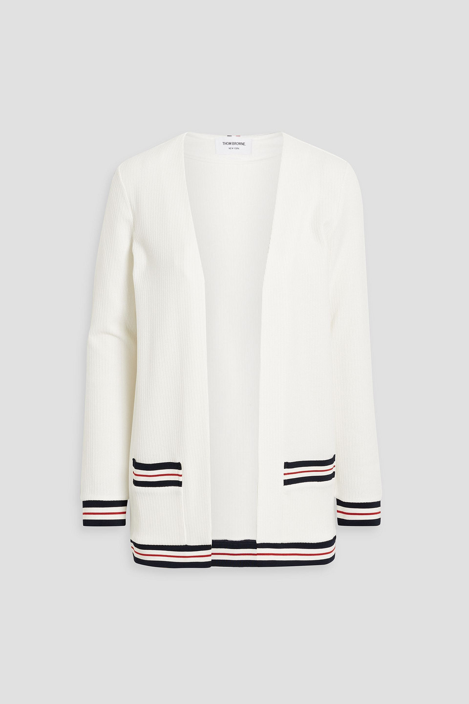 Striped ribbed cotton cardigan