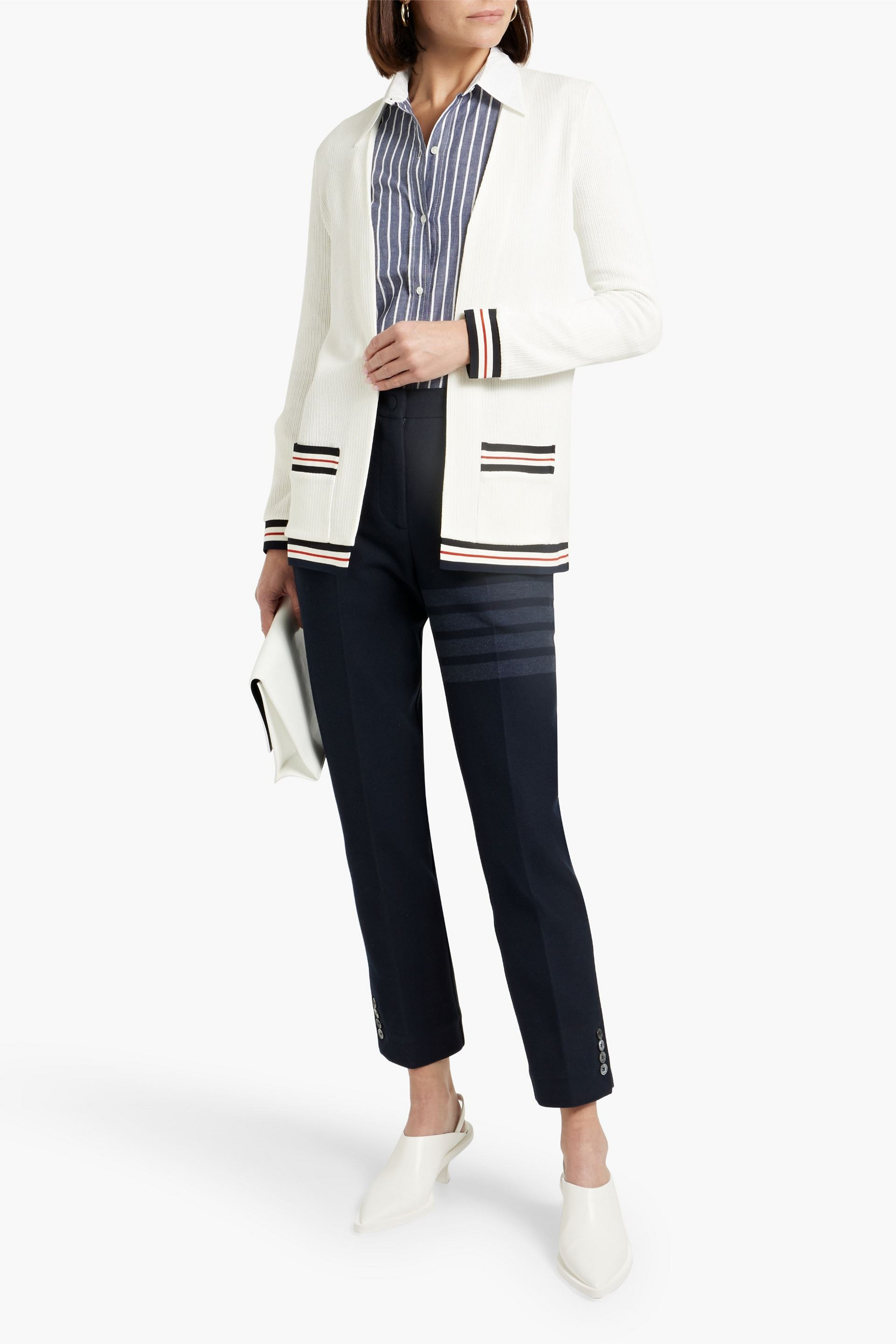 Thom Browne Striped ribbed cotton cardigan