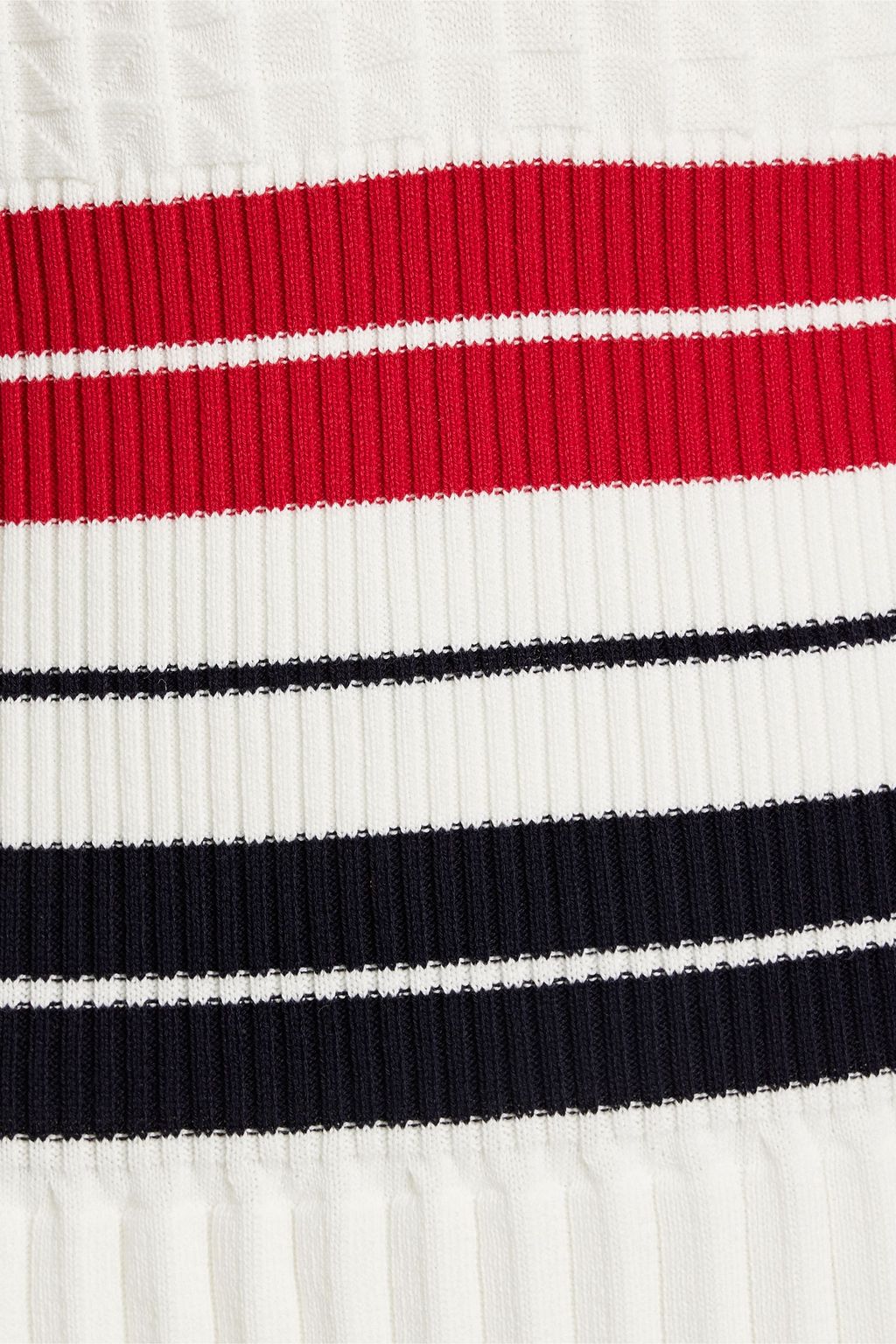 THOM BROWNE 스트라이프 리브 코튼 혼방 미디 셔츠 드레스