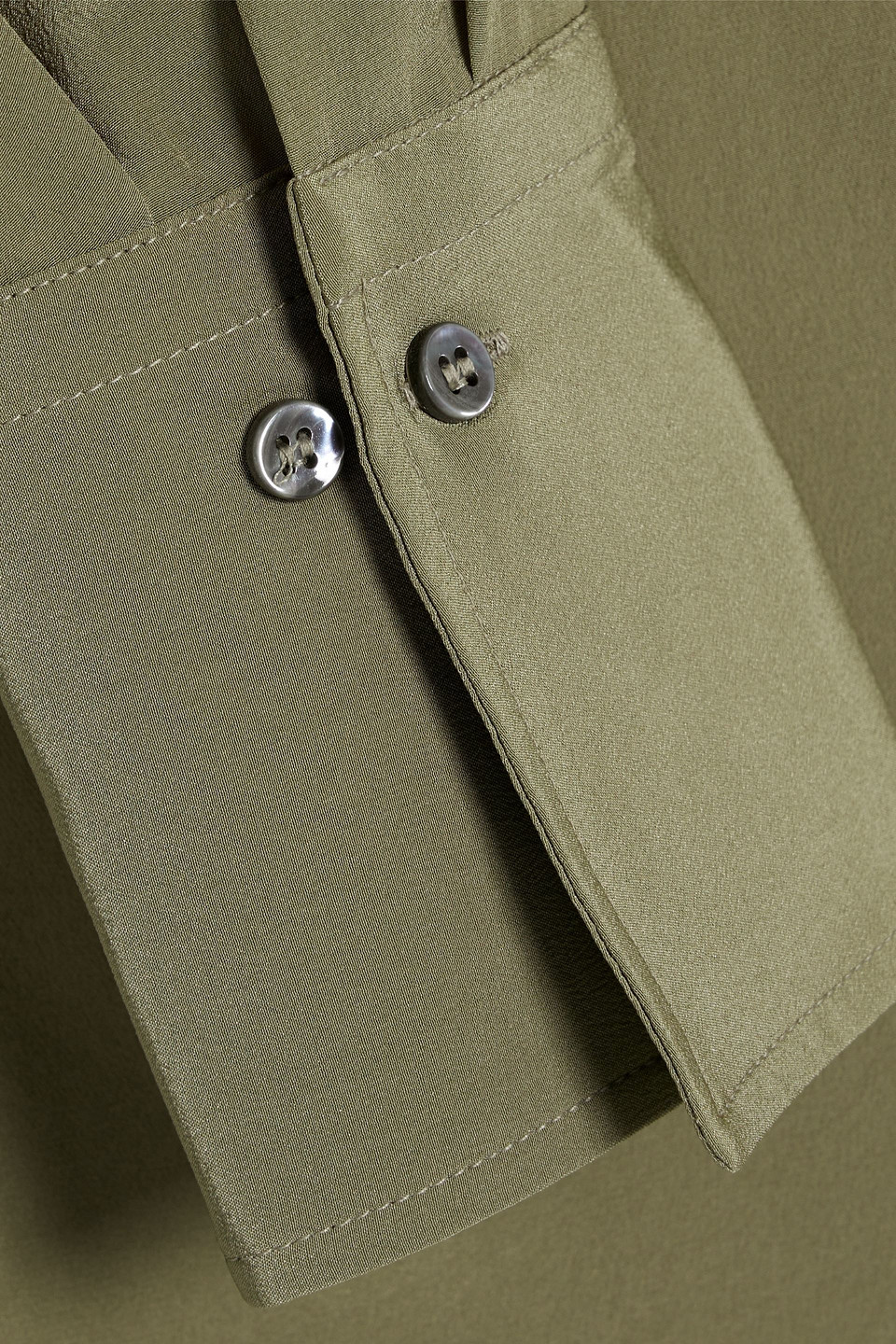 Brunello Cucinelli Bead-embellished Cutout Silk Crepe De Chine Blouse In Army Green
