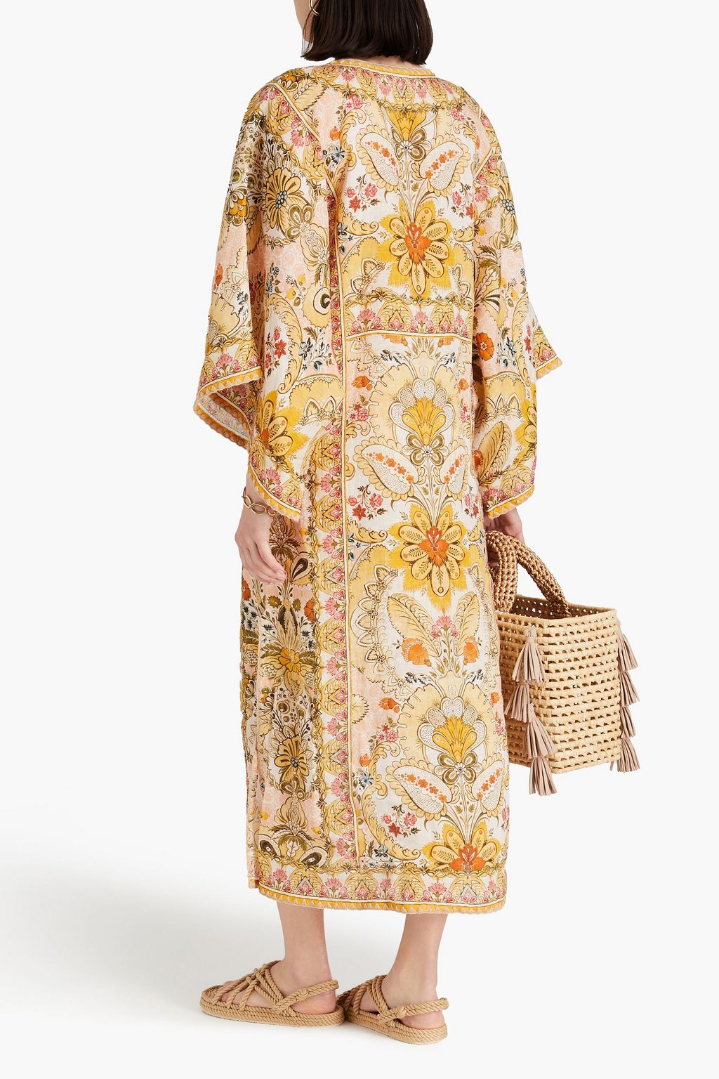 ZIMMERMANN Embroidered printed linen kaftan