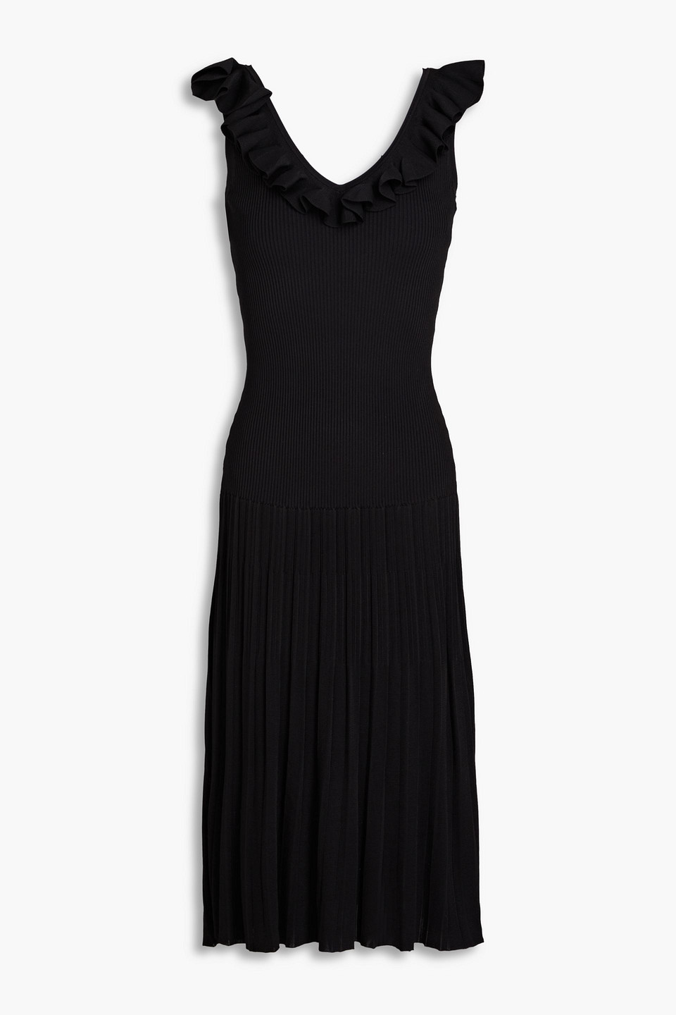 Zimmermann Tiggy Ribbed-knit Midi Dress In Black
