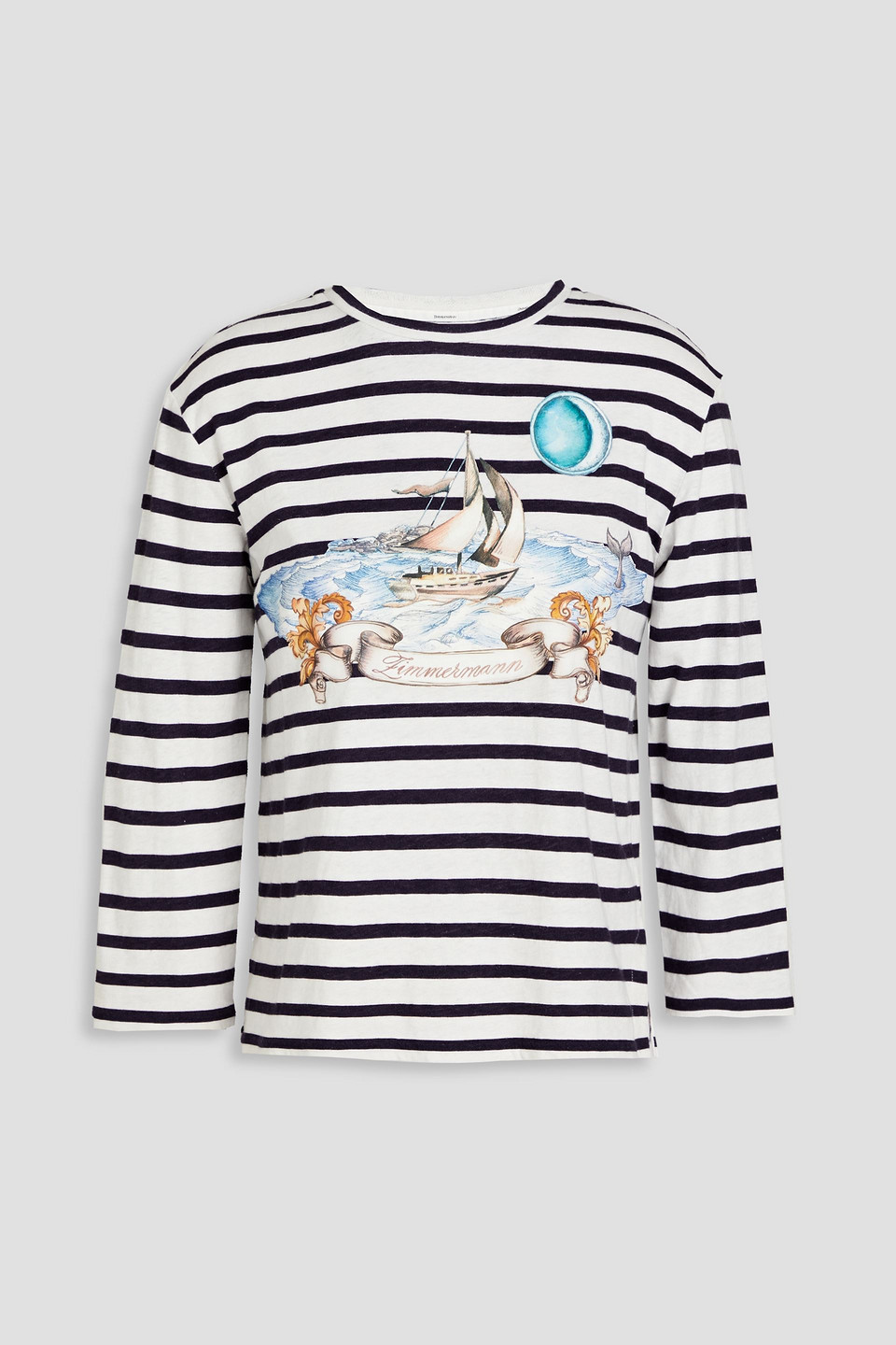 Zimmermann T-shirt Aus Einer Leinen-baumwollmischung Mit Print In Navy