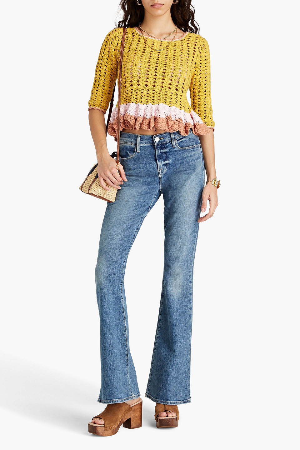 Zimmermann Laurel Color-block Crochet-knit Sweater In Yellow