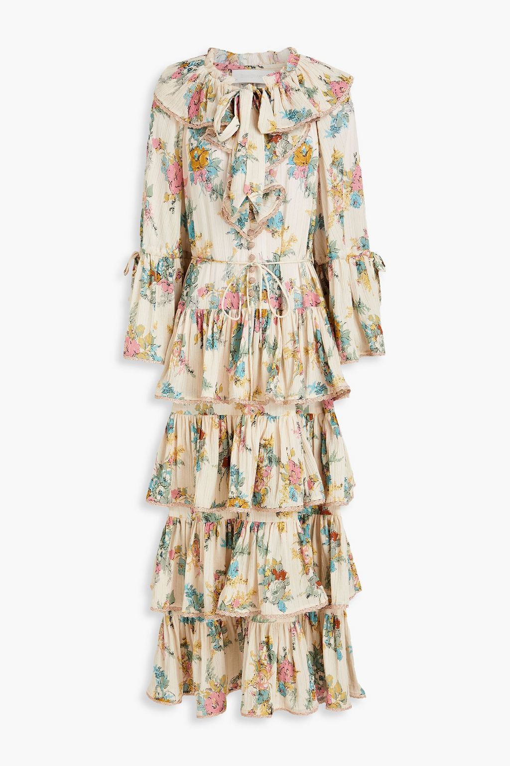 Shop Zimmermann Silk-Blend Floral Bralette Maxi Dress