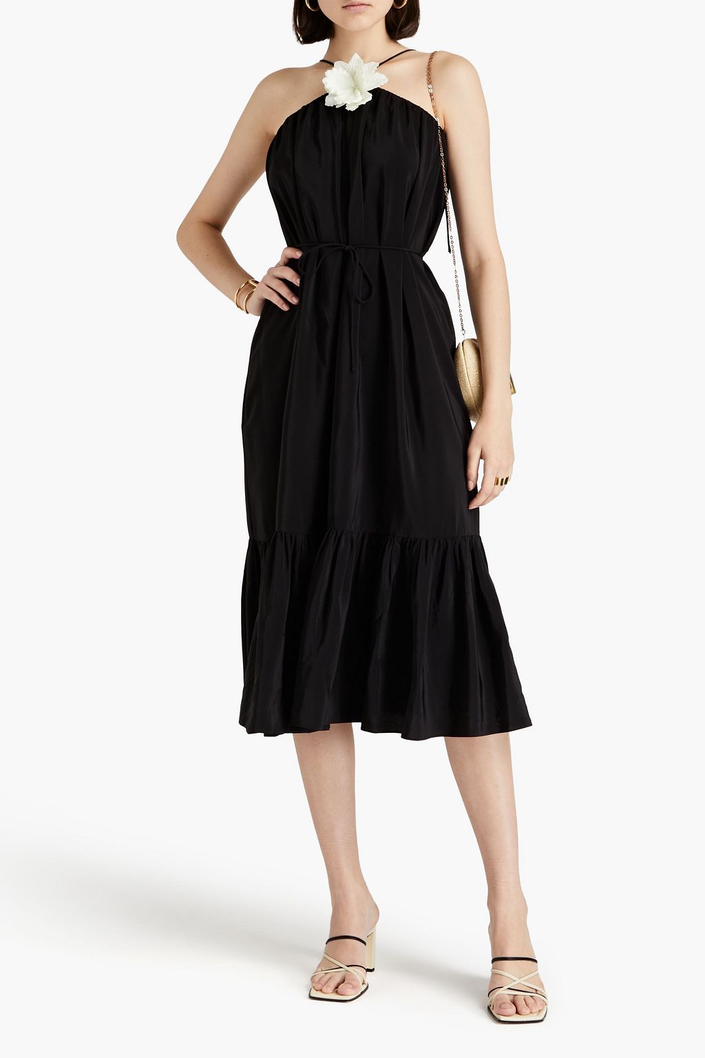 ZIMMERMANN Gathered silk crepe de chine midi dress