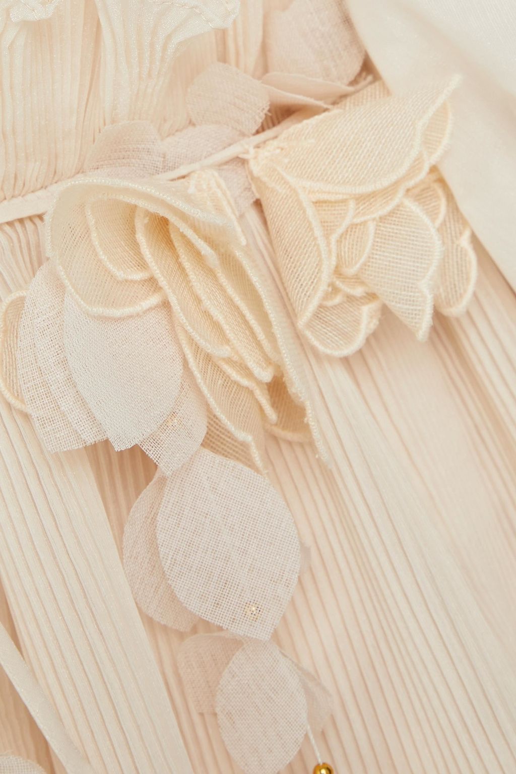ZIMMERMANN Appliquéd plissé-organza mini dress
