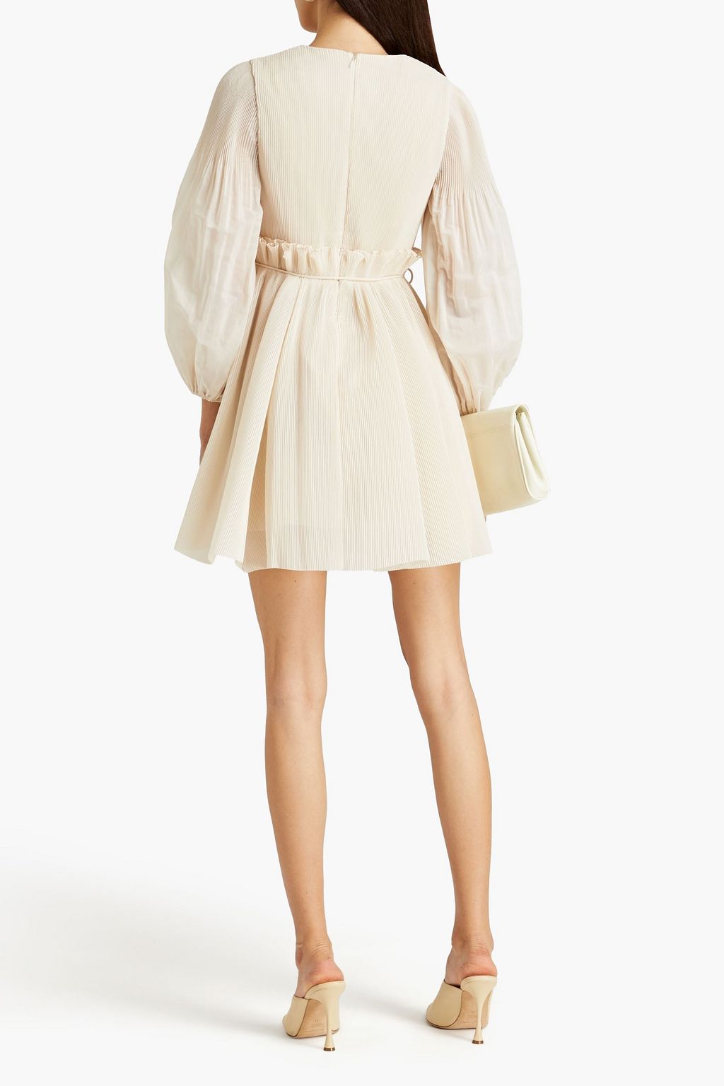 ZIMMERMANN Appliquéd plissé-organza mini dress