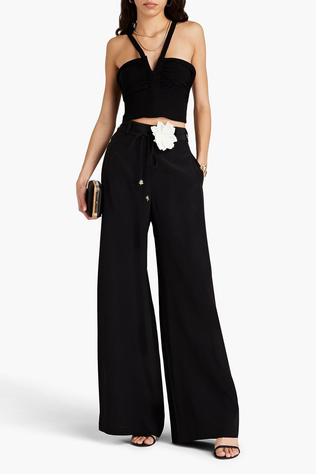 ZIMMERMANN Belted silk-satin crepe wide-leg pants
