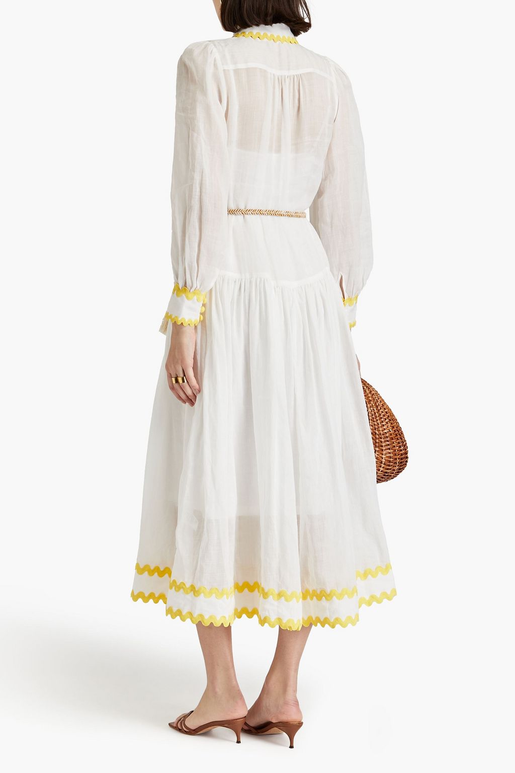 ZIMMERMANN Belted ramie midi dress