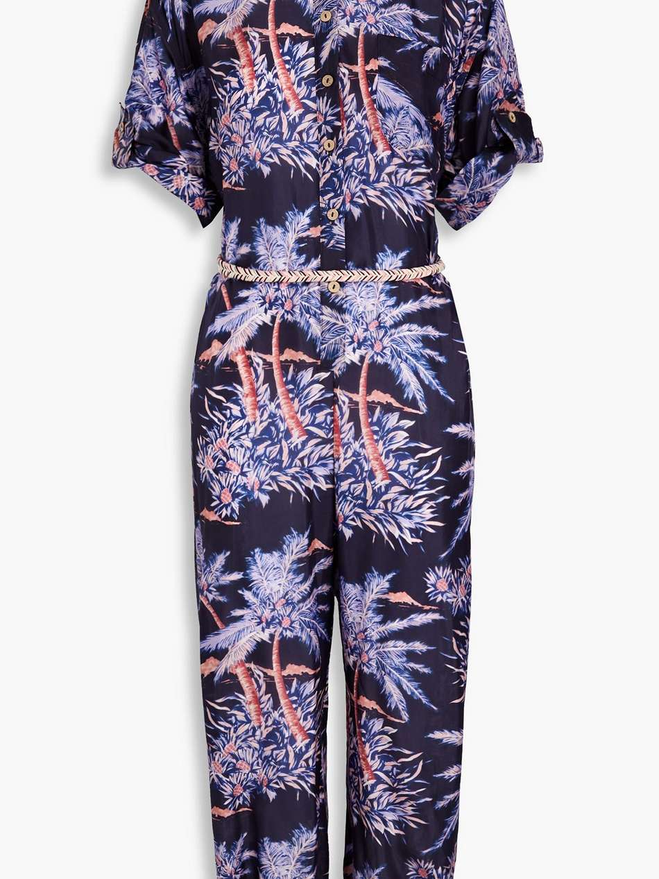 cropped printed silk jumpsuit