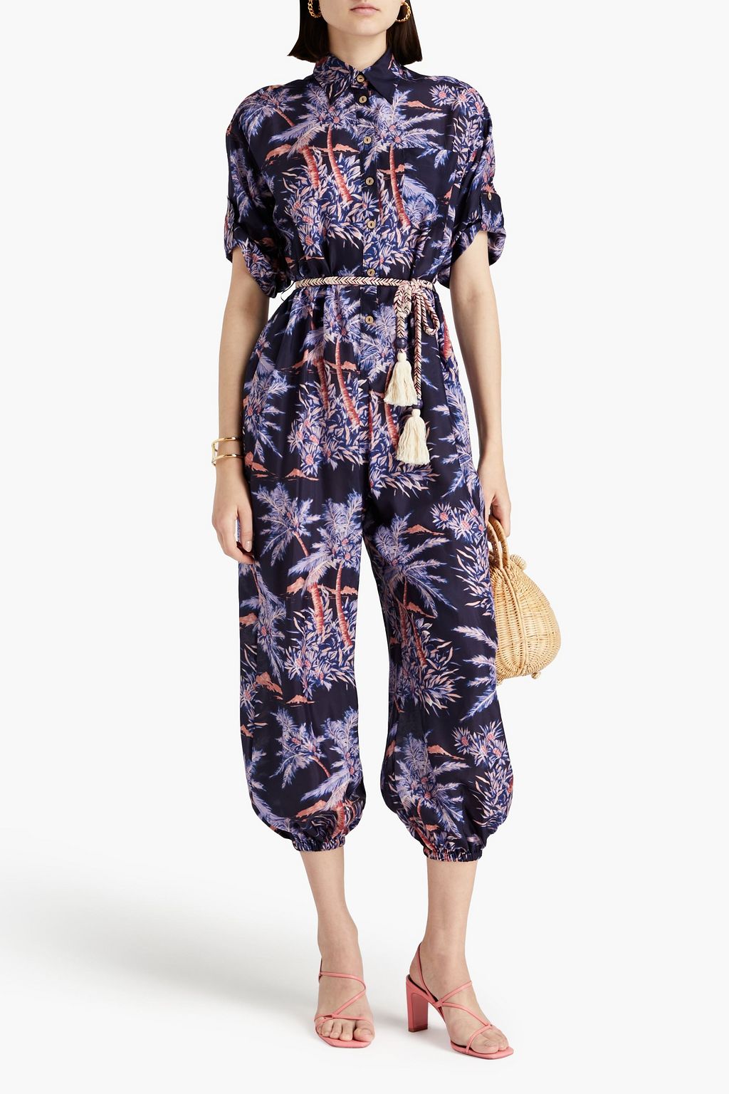 ZIMMERMANN Cropped printed silk jumpsuit