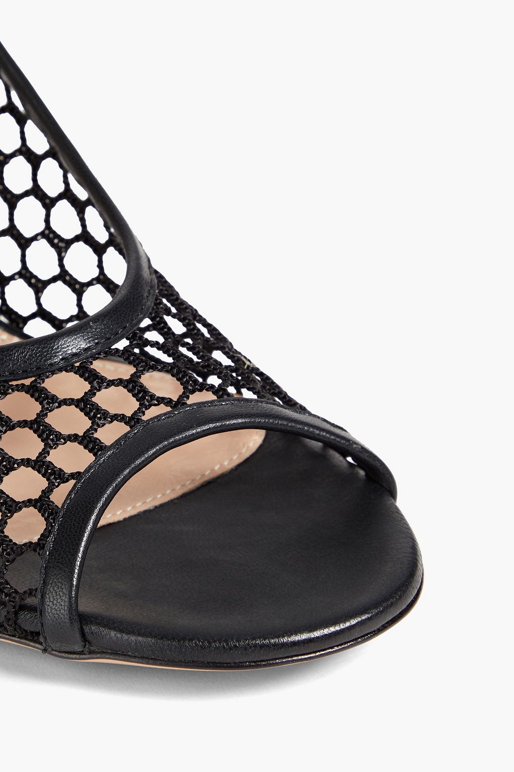 GIANVITO ROSSI Fishnet and leather slingback sandals