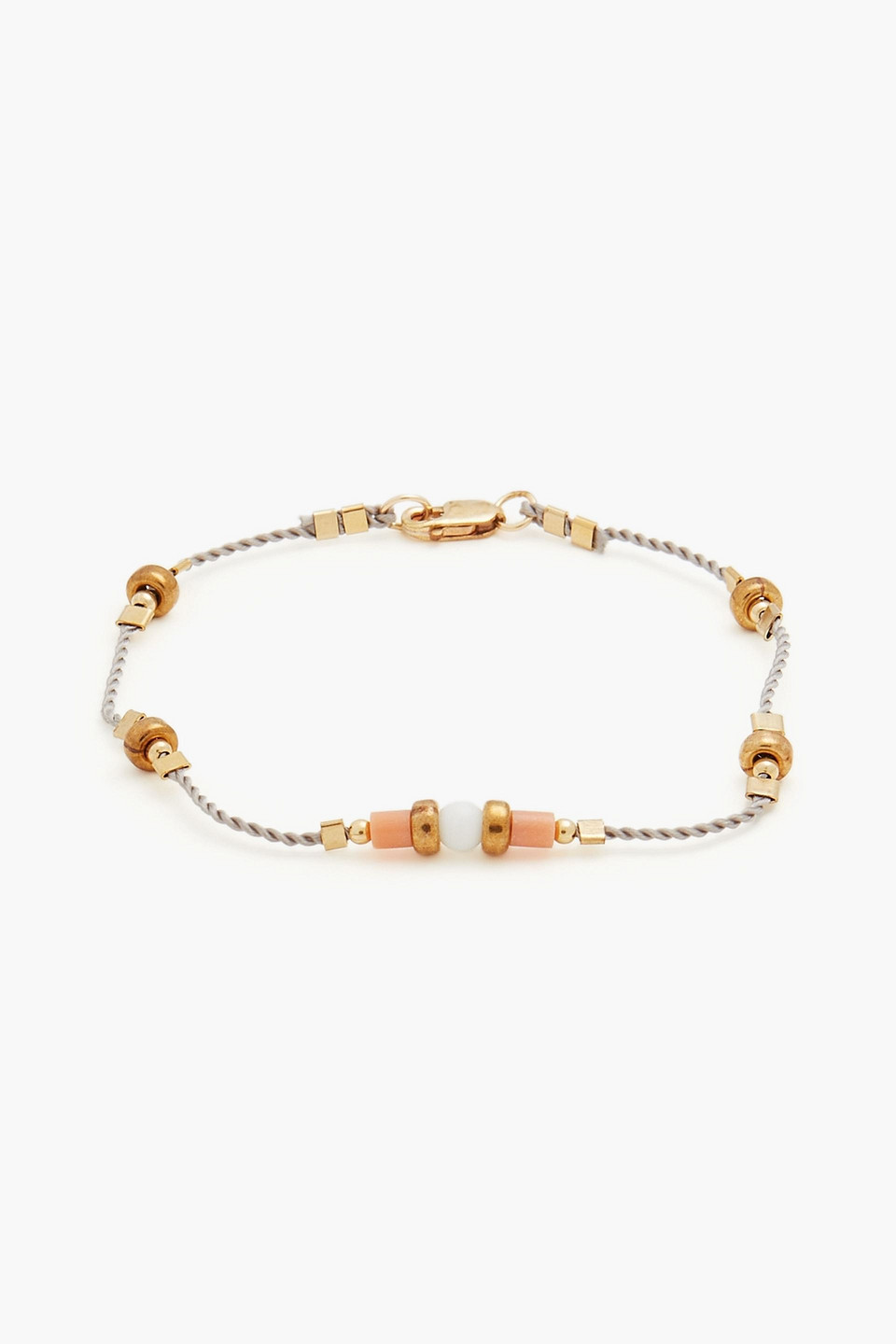 Zimmermann Burnished Gold-tone, Bead And Cord Bracelet In Grey