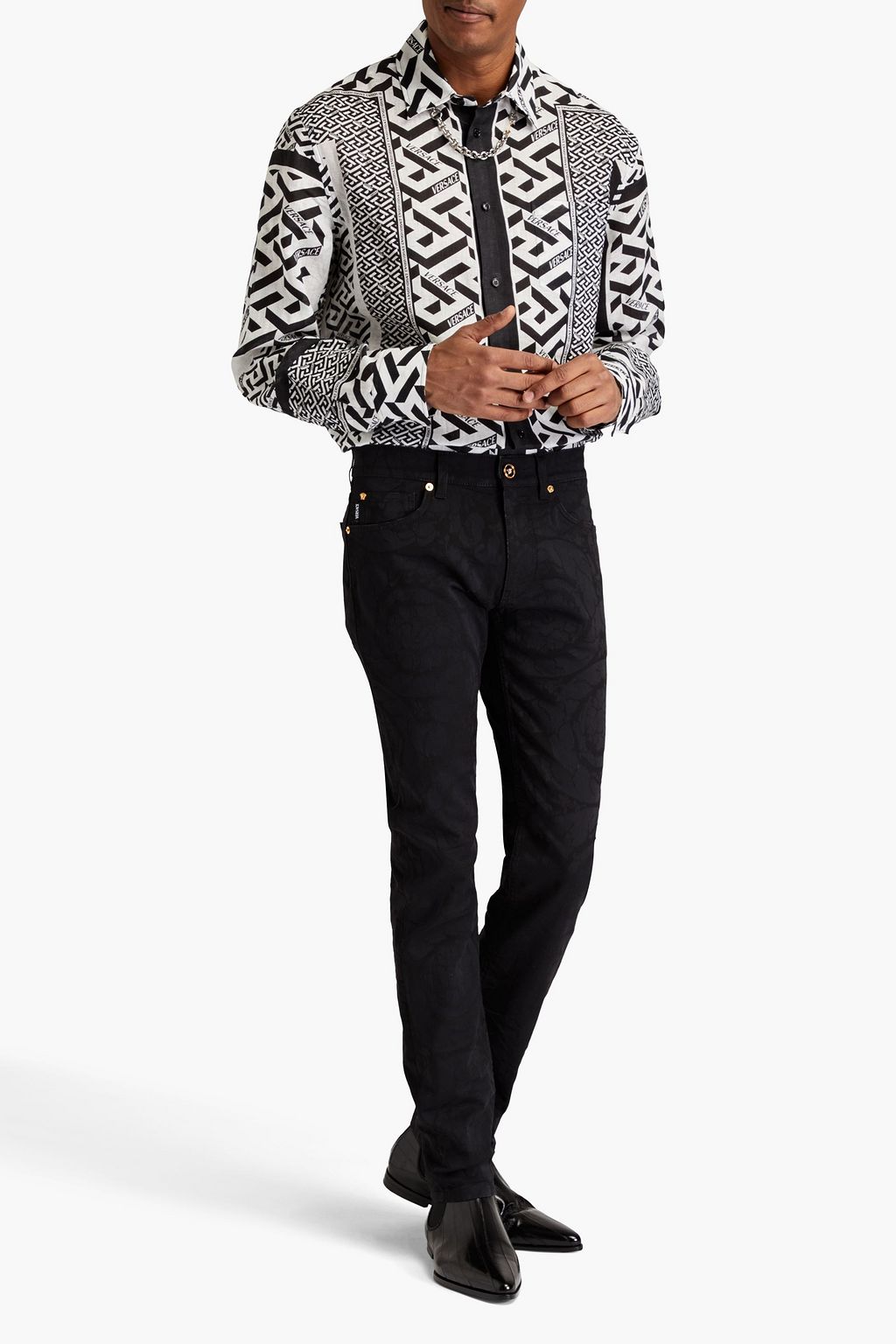 VERSACE フローラルジャカード パンツ