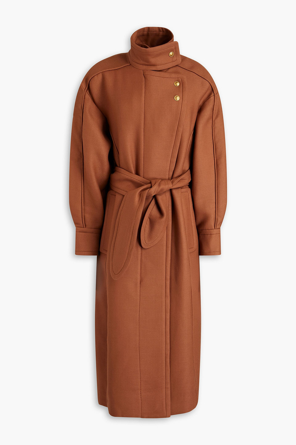 Zimmermann Belted Wool-twill Coat In Light Brown