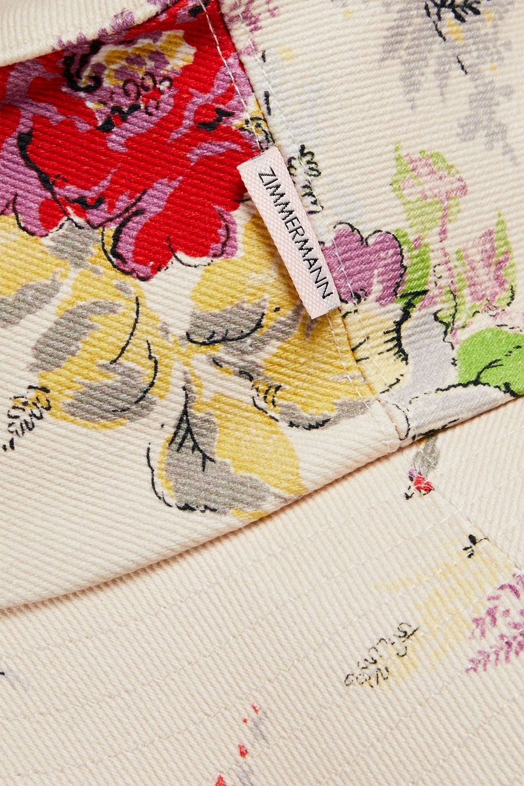 ZIMMERMANN Tie-detailed floral-print cotton-twill sunhat