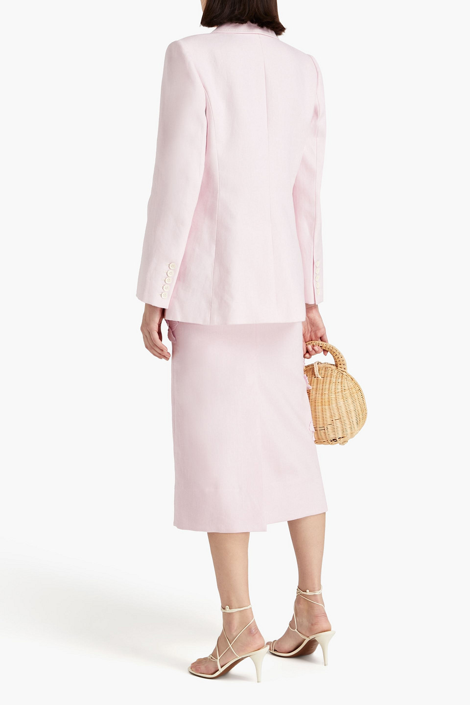 Shop Zimmermann Slub Linen Blazer In Baby Pink