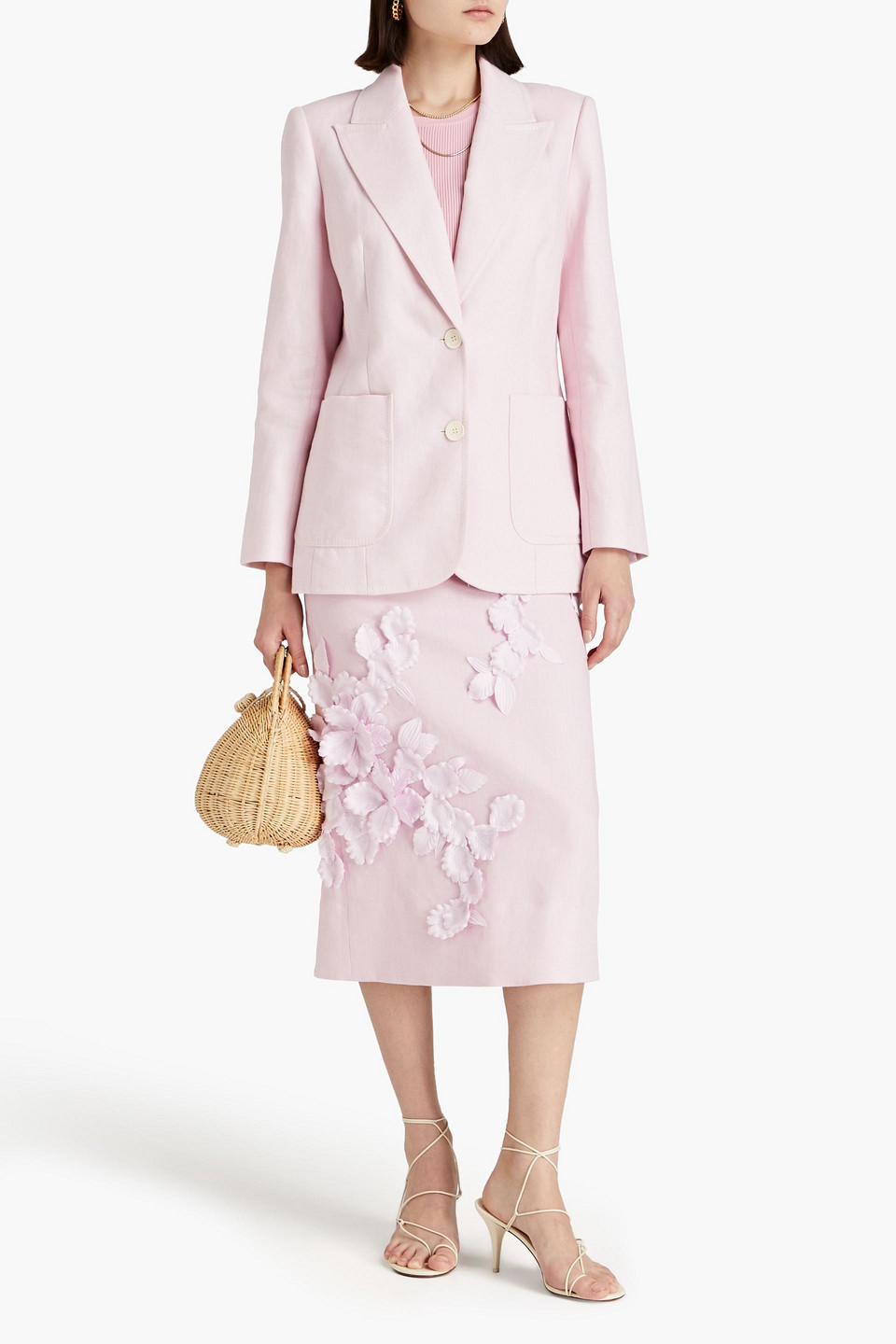 Shop Zimmermann Slub Linen Blazer In Baby Pink