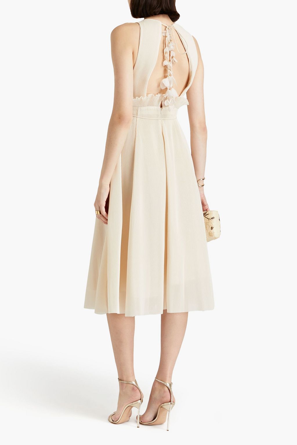 ZIMMERMANN Cutout plissé-organza midi dress