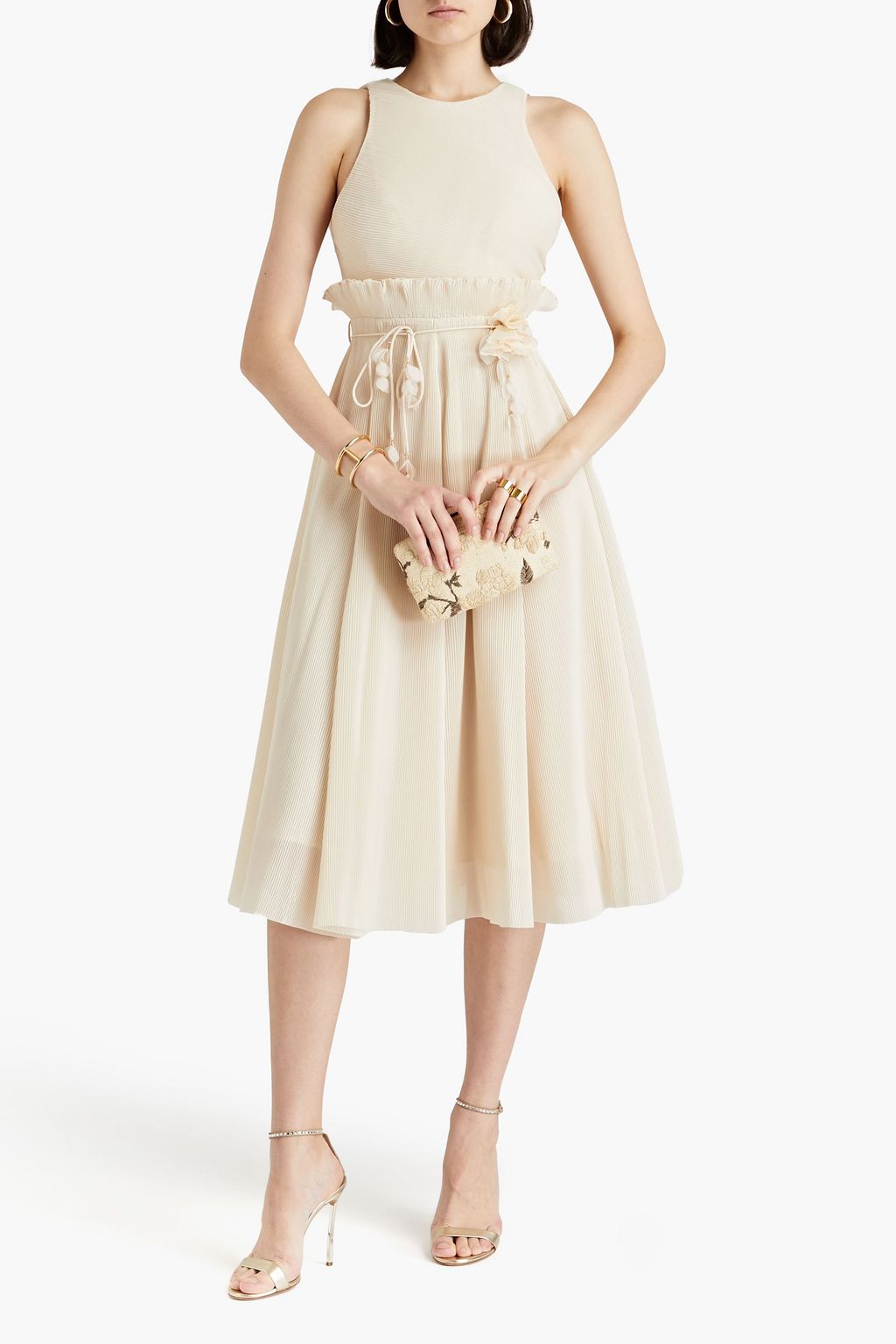 ZIMMERMANN Cutout plissé-organza midi dress
