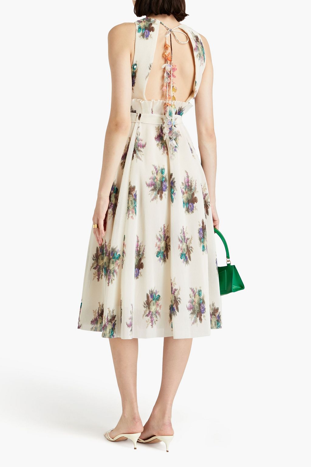 ZIMMERMANN Floral-print plissé-organza midi dress