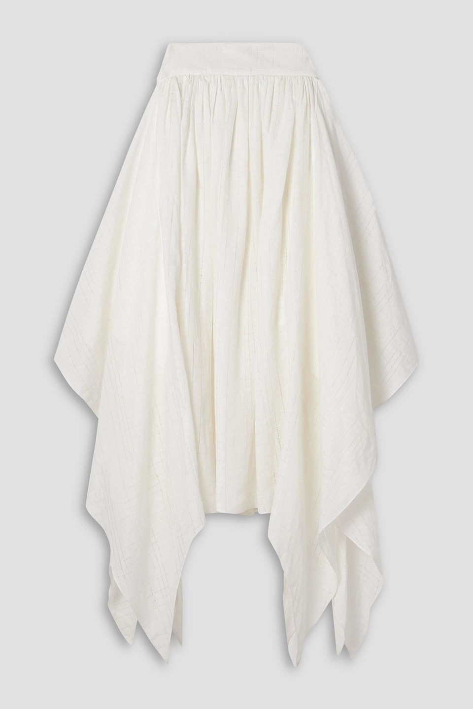 Salon 1884 Lucia Asymmetric Linen Midi Skirt In White