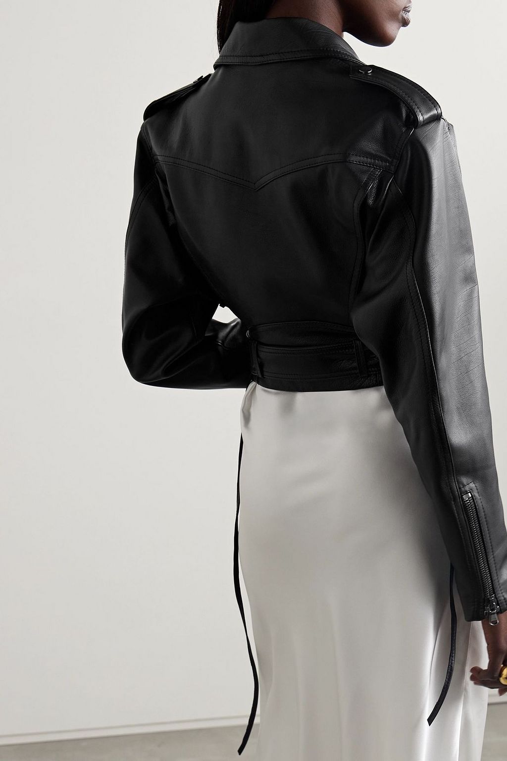 SALON 1884 Jane cropped leather biker jacket