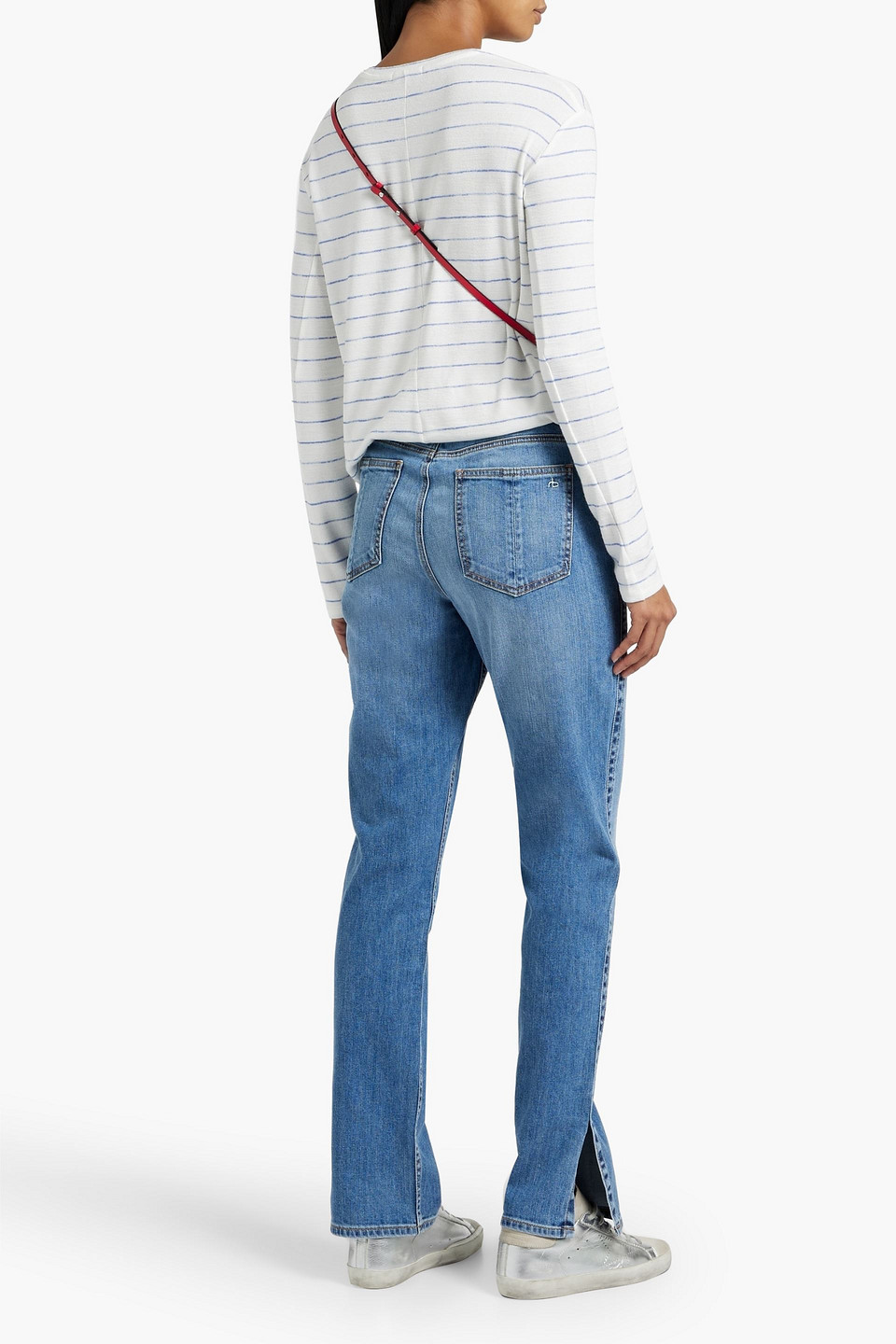 Shop Rag & Bone Nina Faded High-rise Straight-leg Jeans In Mid Denim