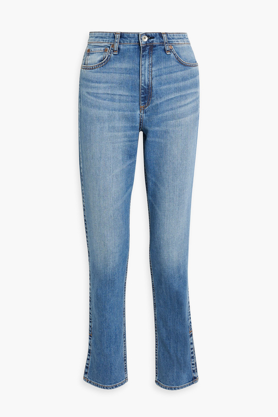 Nina faded high-rise straight-leg jeans