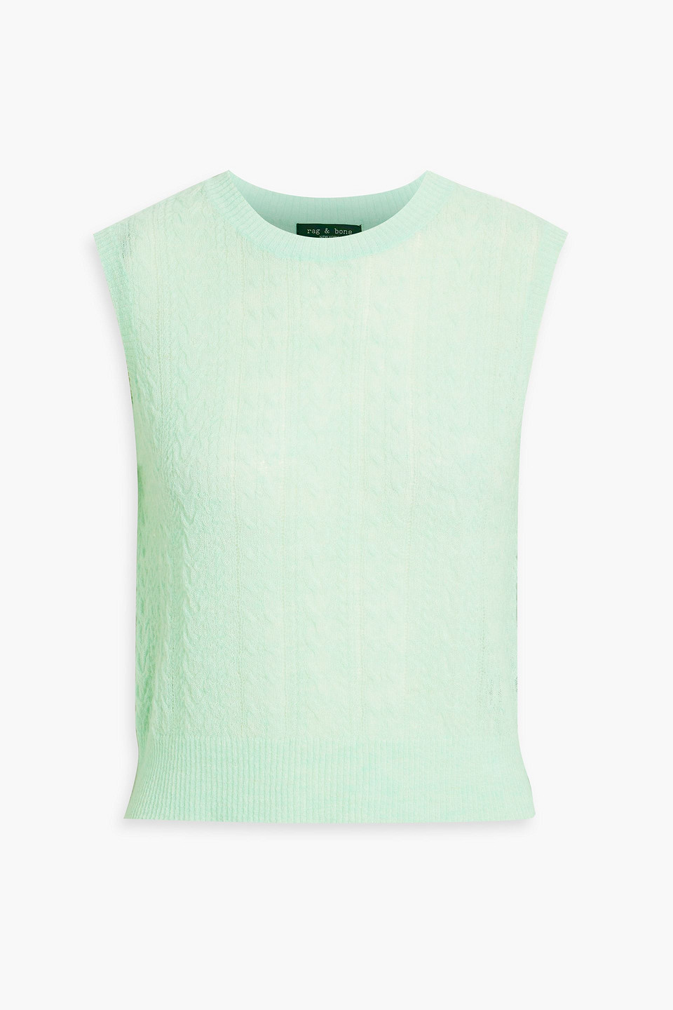 Rag & Bone Brushed Cable-knit Vest In Mint