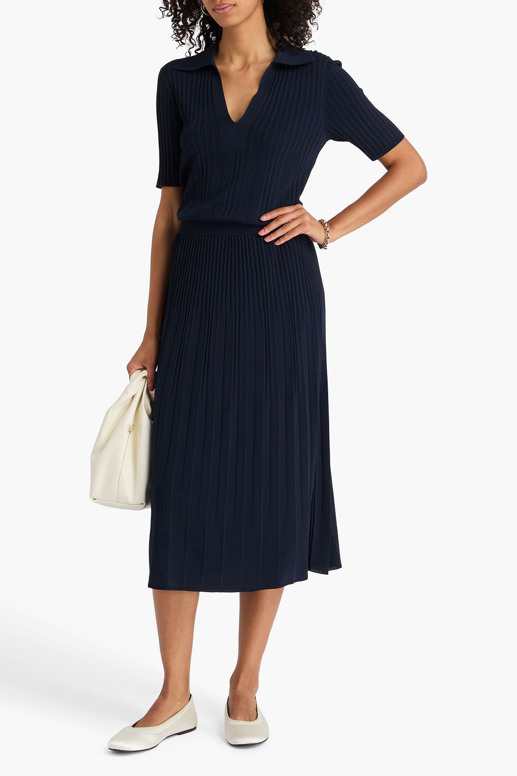 JOSEPH Ribbed-knit midi skirt