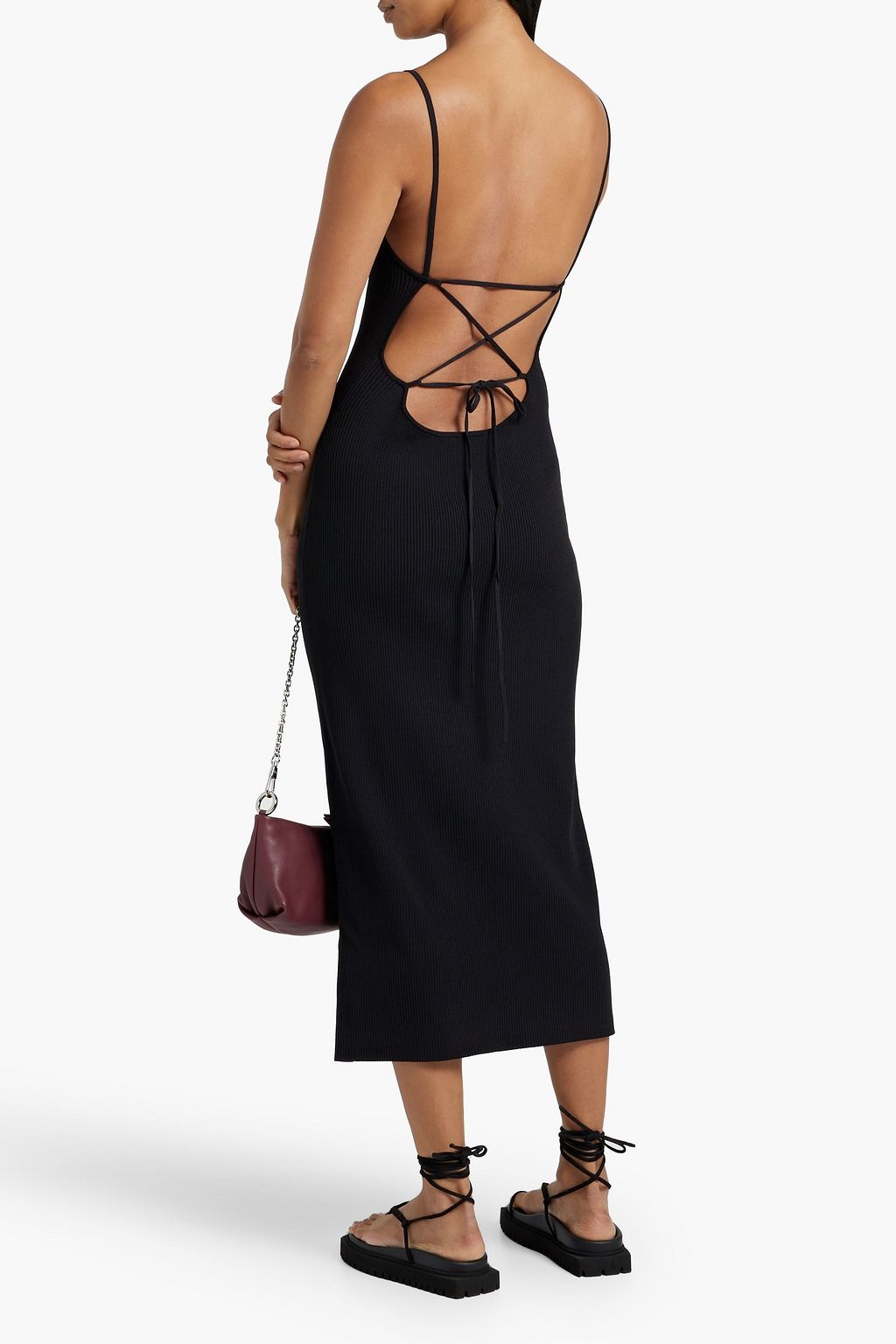 RAG & BONE Asher lace-up ribbed-knit midi dress