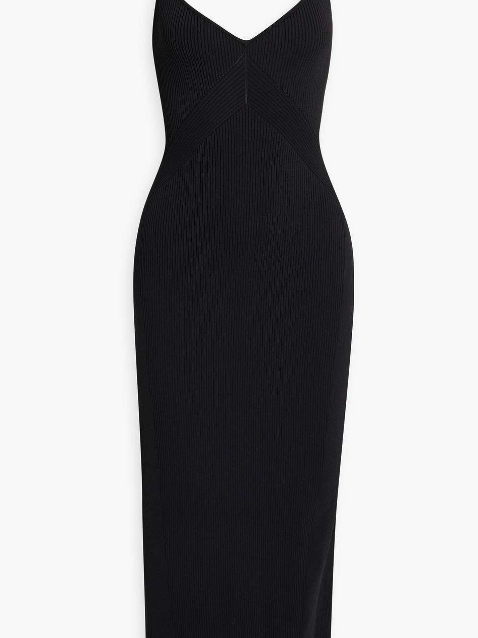 asher lace-up ribbed-knit midi dress