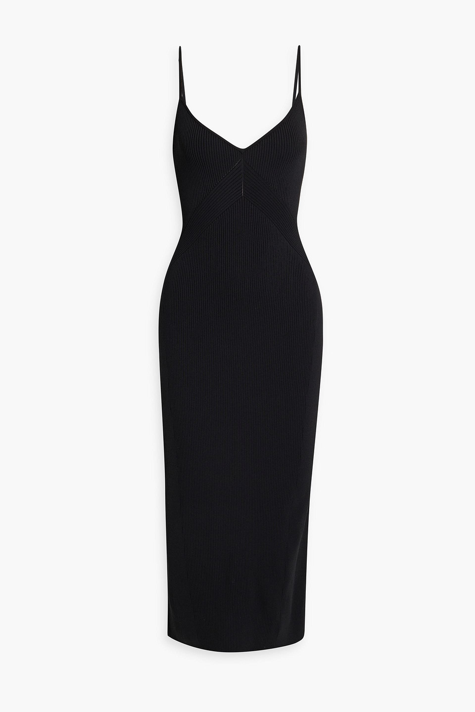 Rag & Bone Asher Lace-up Ribbed-knit Midi Dress In Black