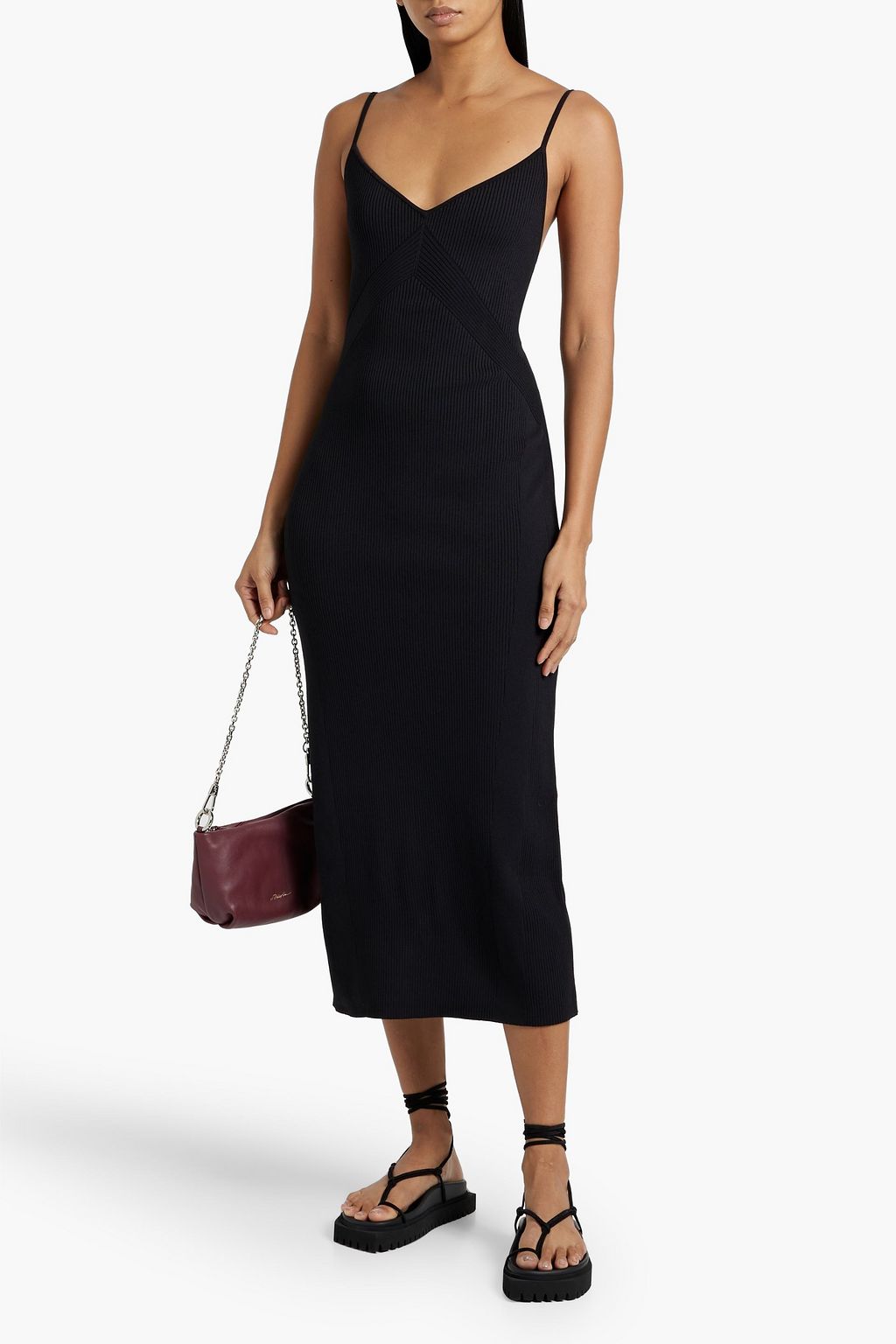 RAG & BONE Asher lace-up ribbed-knit midi dress