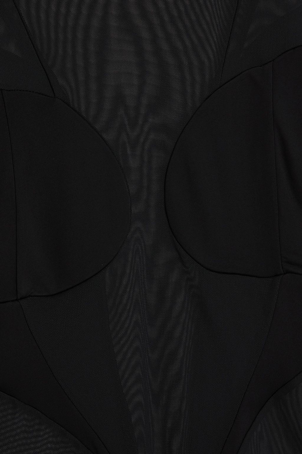 BALMAIN Jersey-paneled stretch-mesh top
