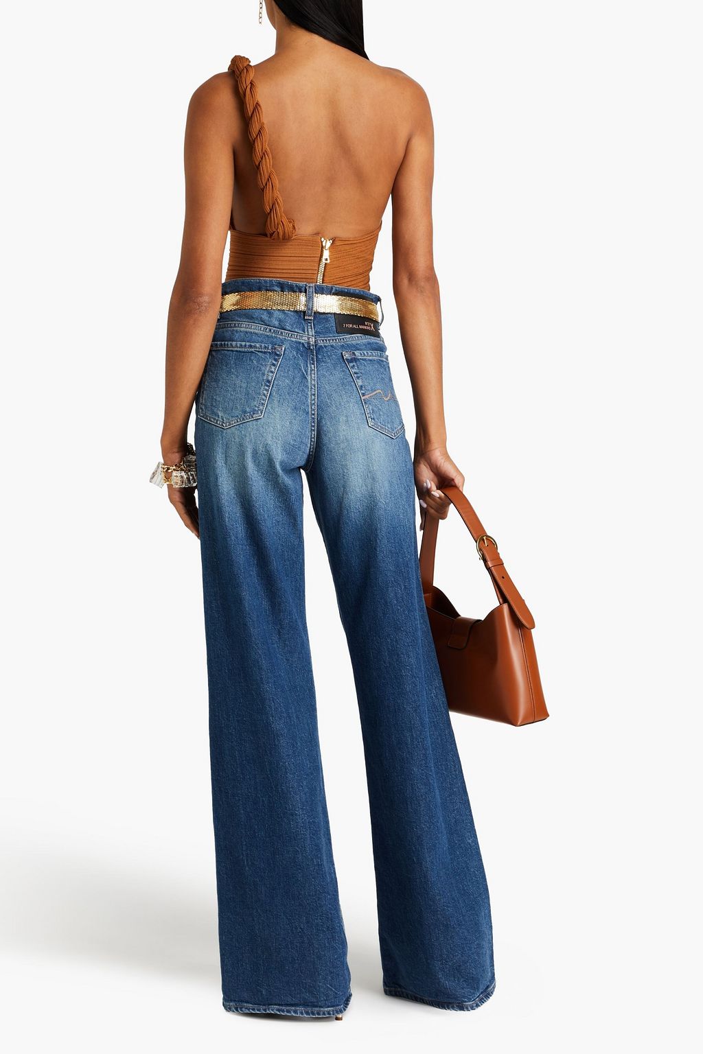 BALMAIN One-shoulder cropped cutout ribbed-knit top