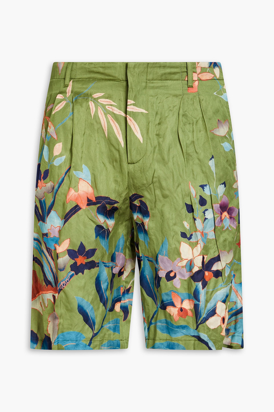 Etro Bermuda Shorts With Floral Print In Leaf Green