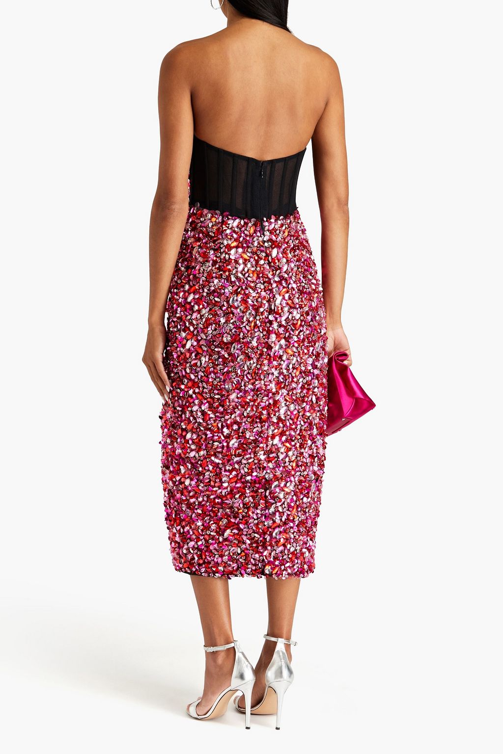 CAROLINA HERRERA Strapless embellished taffeta midi dress | THE OUTNET