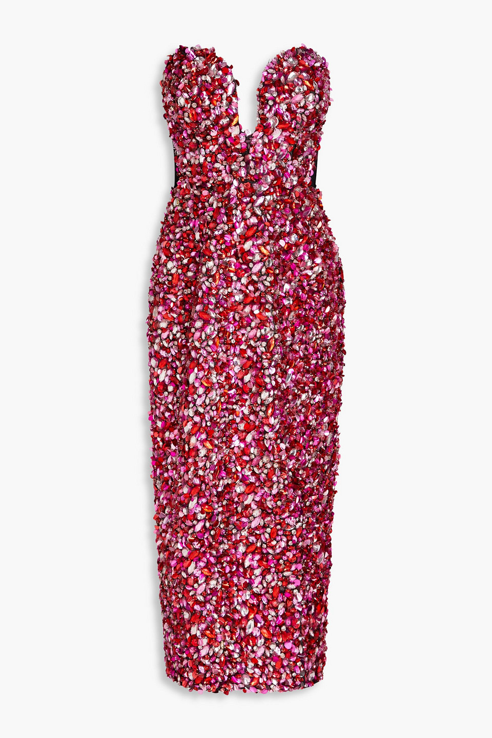 Carolina Herrera - Strapless embellished taffeta midi dress - Pink