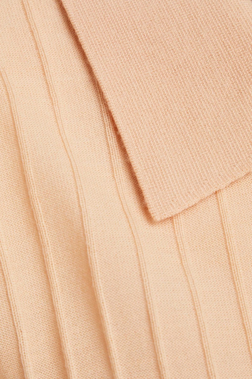 JOSEPH Ribbed merino wool-blend polo sweater