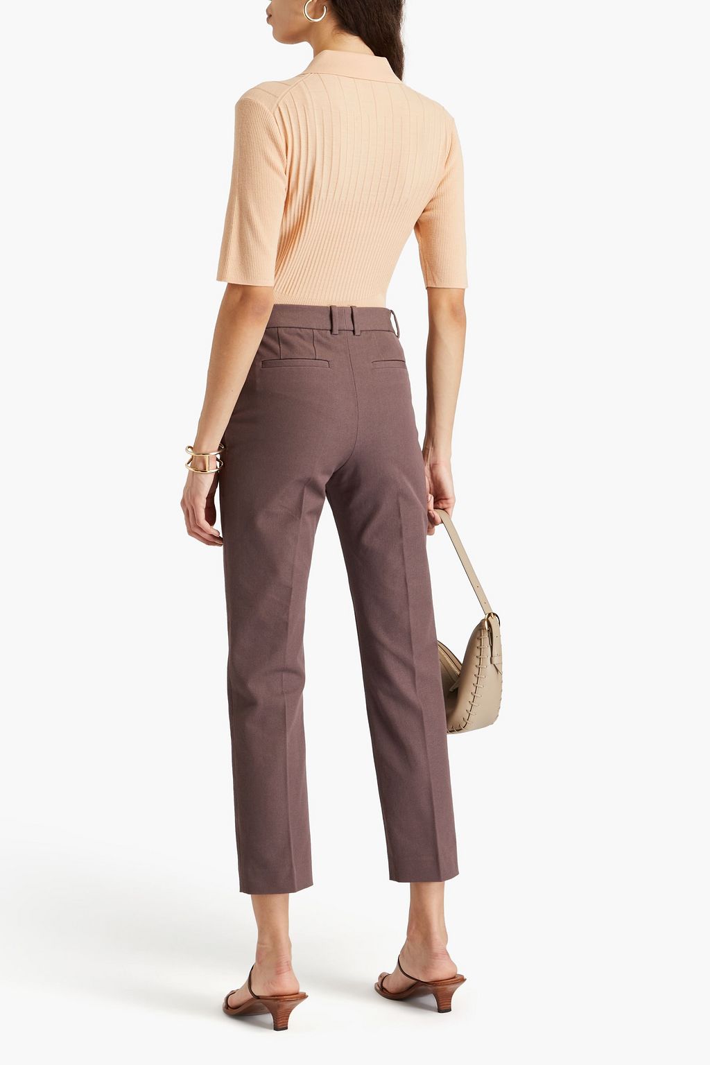 JOSEPH Ribbed merino wool-blend polo sweater
