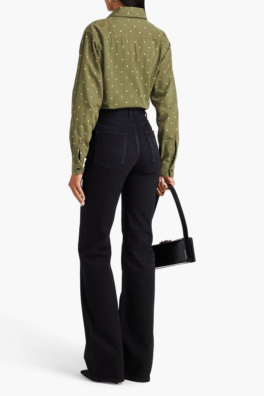 SAINT LAURENT Embroidered metallic cotton shirt
