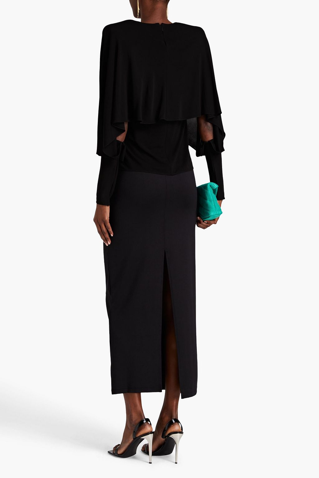 SAINT LAURENT Cape-effect jersey blouse