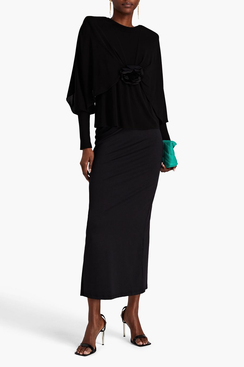 SAINT LAURENT Cape-effect jersey blouse
