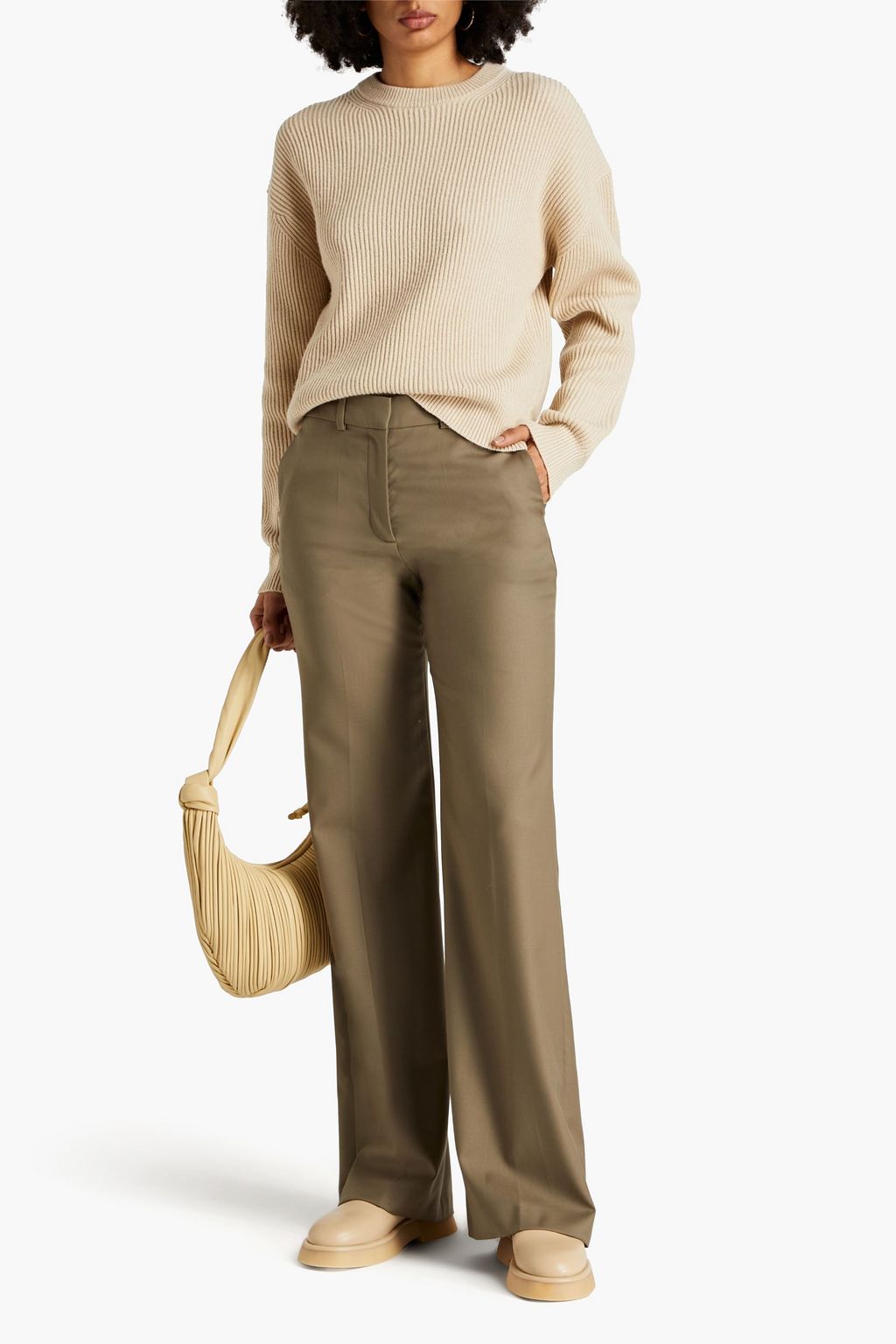 JOSEPH Ribbed cotton, wool and cashmere-blend sweater