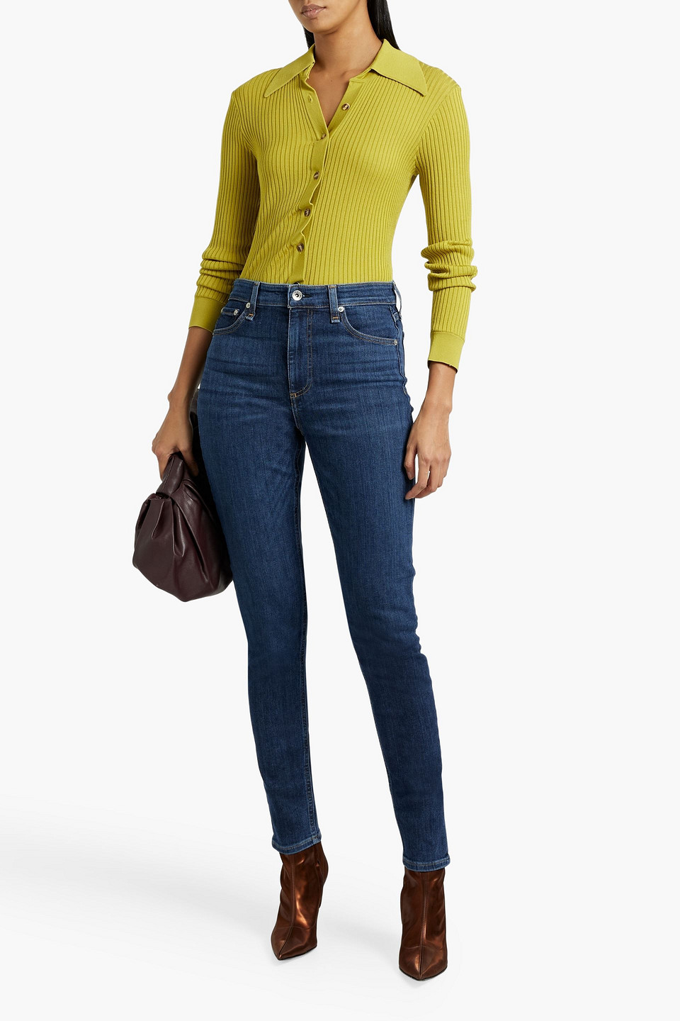 Shop Rag & Bone Nina High-rise Skinny Jeans In Dark Denim