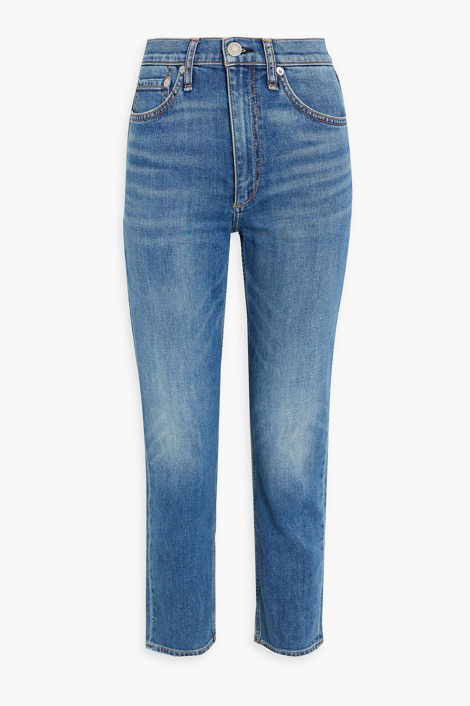 Rag & Bone Wren Cropped High-rise Slim-leg Jeans In Mid Denim