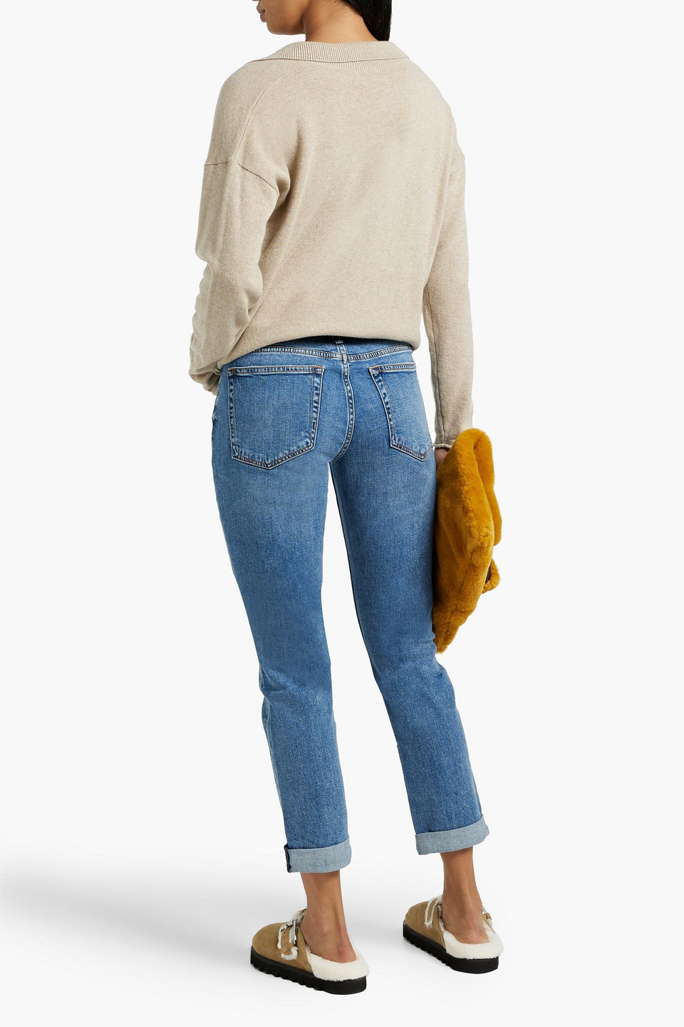 Shop Rag & Bone Dre Distressed Low-rise Boyfriend Jeans In Mid Denim